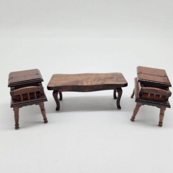 Vintage Concord Miniatures Wooden Coffee table & 2 Side Tables Open Top 1:1 Scal - Picture 5 of 11